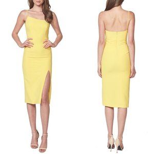 BARDOT Yellow Suzana One-shoulder Cocktail Dress 8